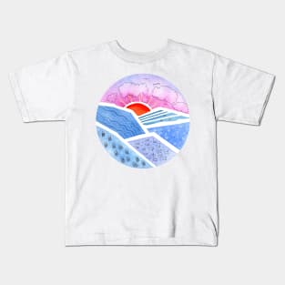 Abstract Seascape with Sunrise Kids T-Shirt